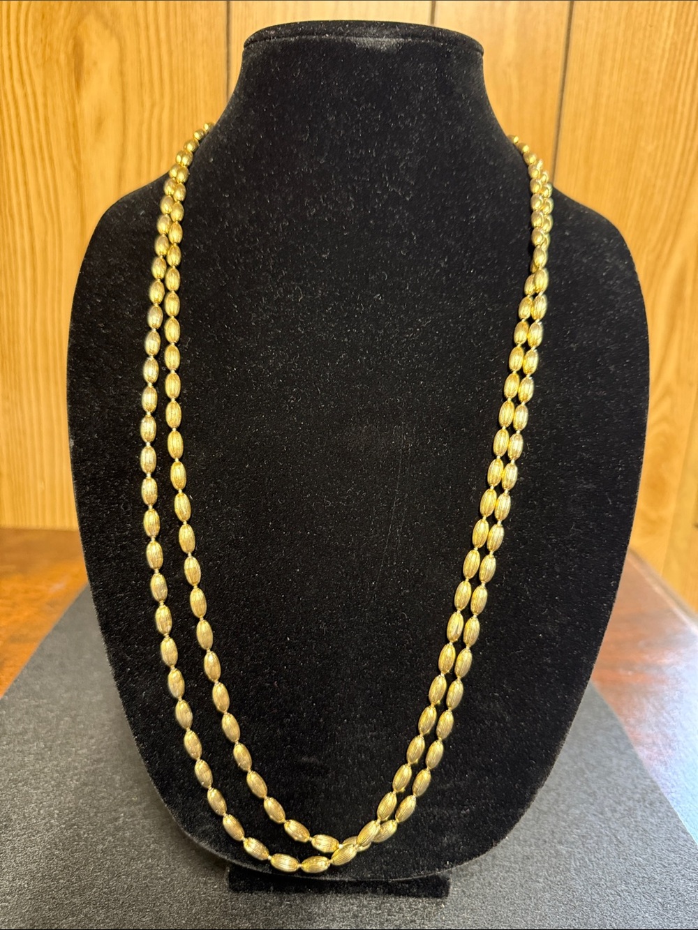 Napier Gold-Tone Double Strand Textured Bead Necklace
